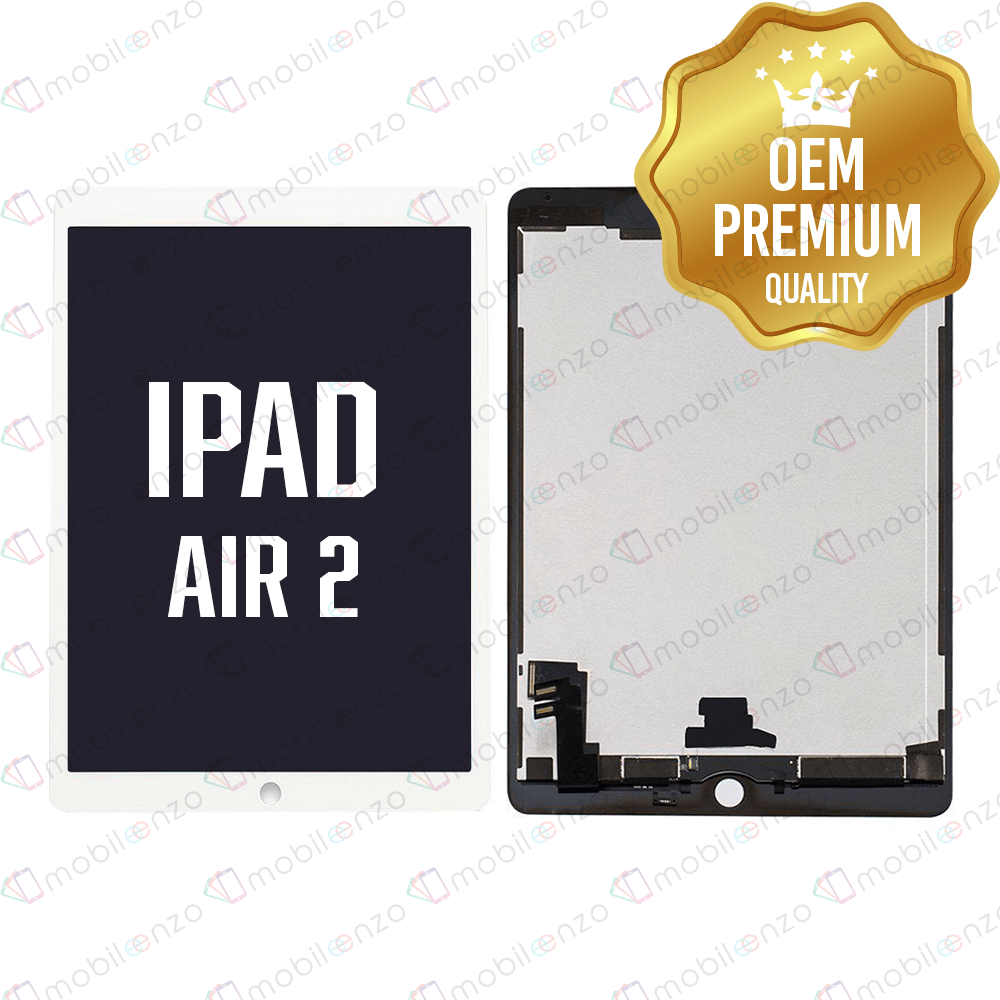 iPad Air 2 LCD Assembly (WHITE) (Sleep/Wake Sensor Flex Pre-Installed) (Premium Plus)
