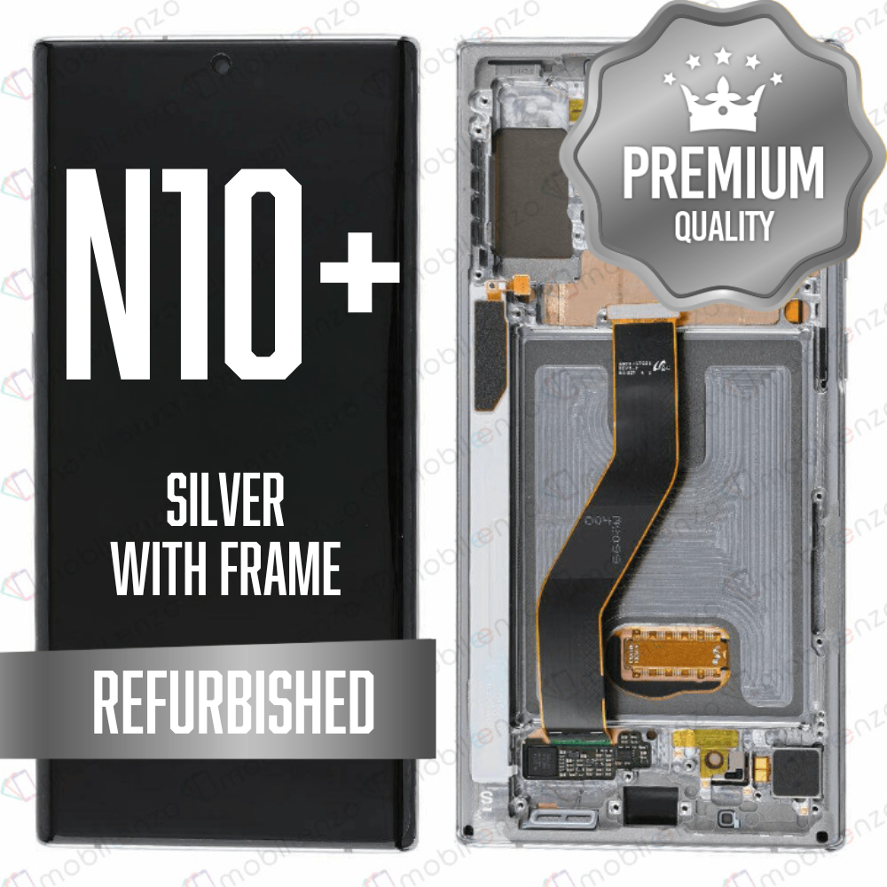 LCD for Samsung Note 10 Plus with Frame - Silver / Aura Glow (Refurbished)