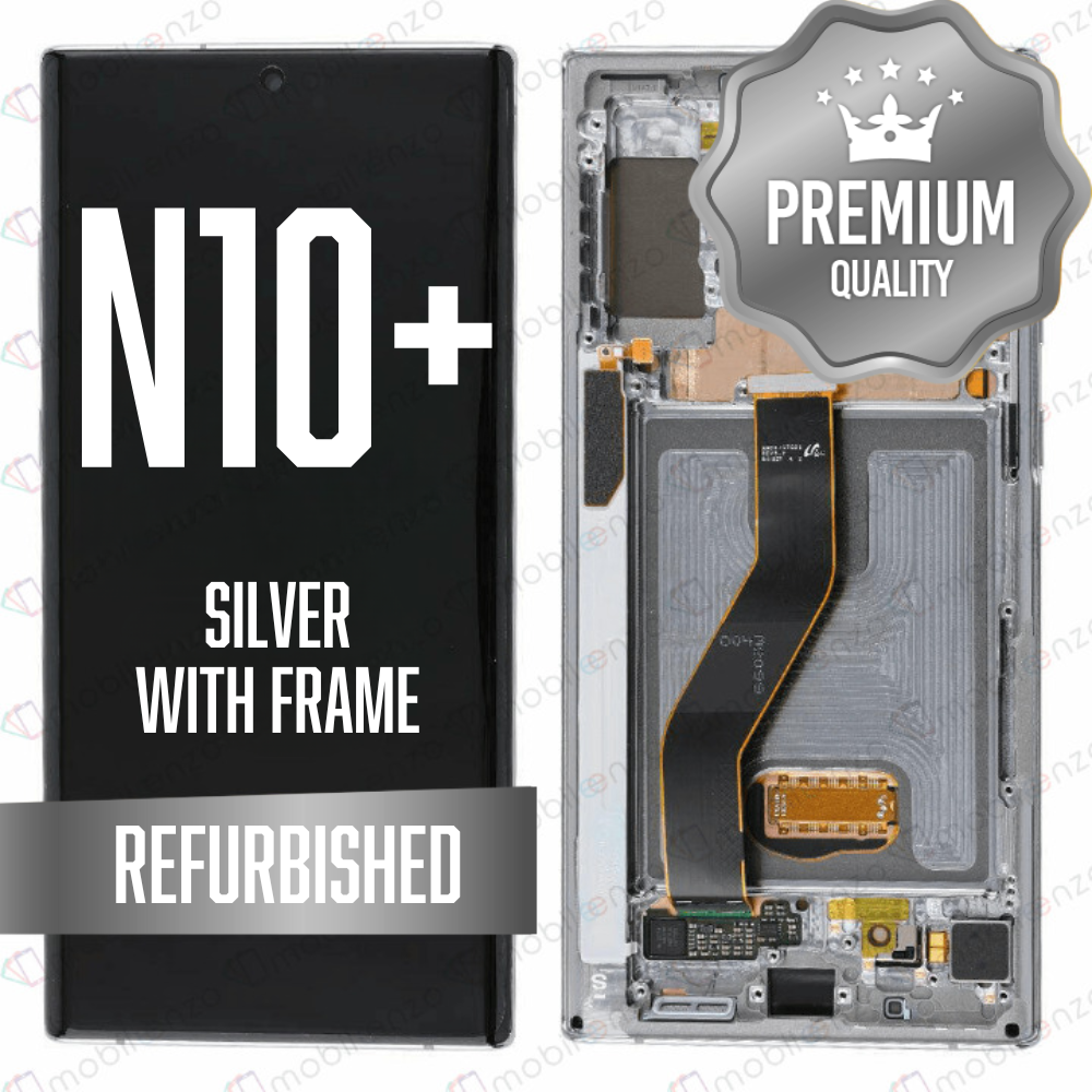 OLED Assembly for Samsung Galaxy Note 10 Plus (N975) with Frame - Silver / Aura Glow (Premium)
