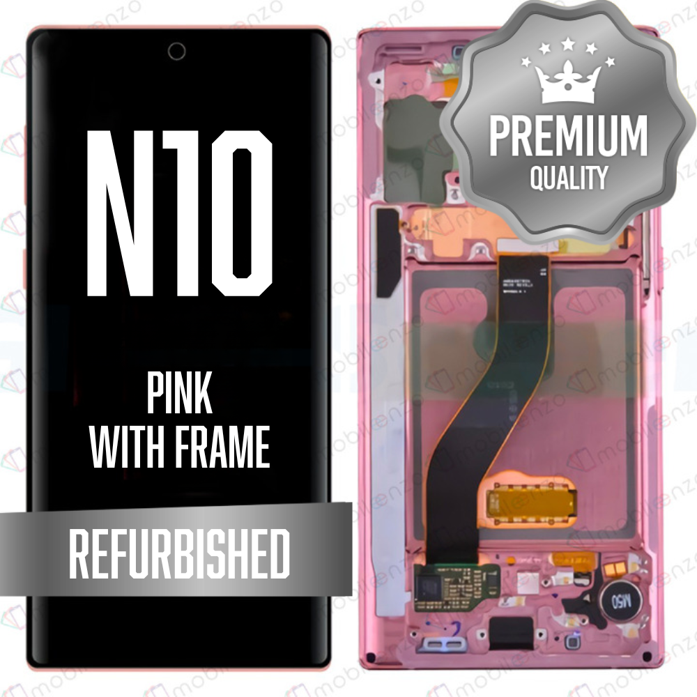 LCD for Samsung Note 10 with Frame - Pink (Refurbished)