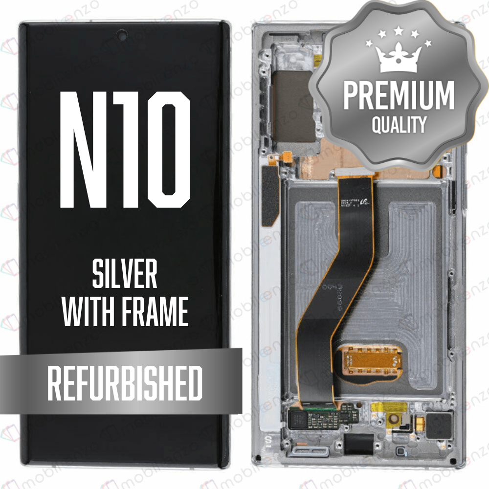 LCD for Samsung Note 10 with Frame - Silver (Refurbished)