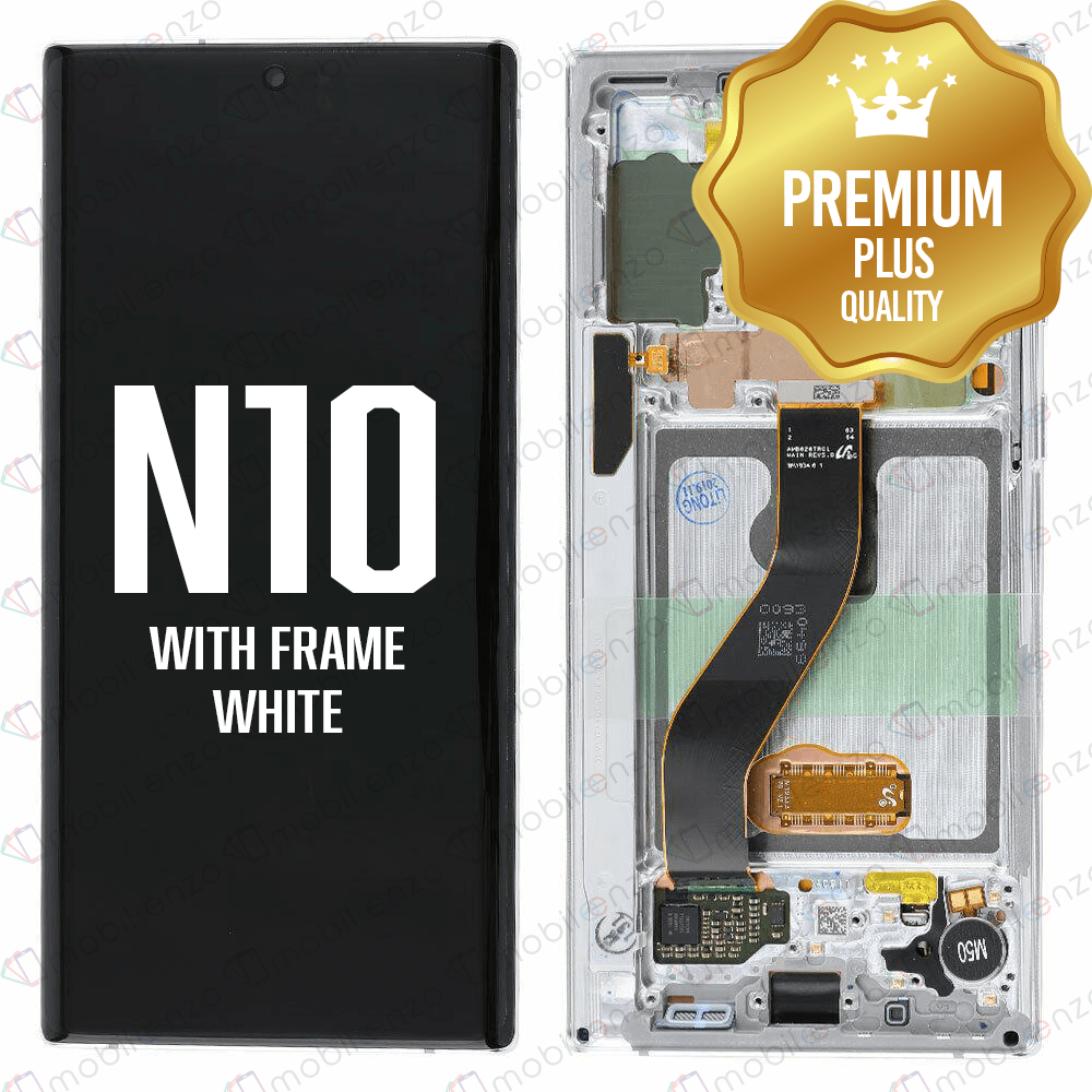 OLED Assembly for Samsung Galaxy Note 10 (N970) with Frame - White (Premium)