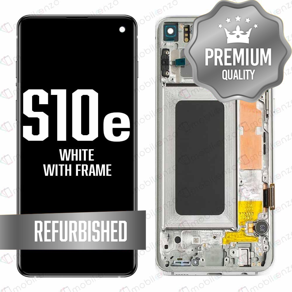 LCD for Samsung Galaxy S10 E With Frame - White (Refurbished)
