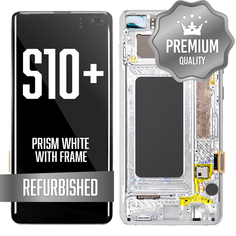 LCD for Samsung Galaxy S10 Plus With Frame White (Refurbished)