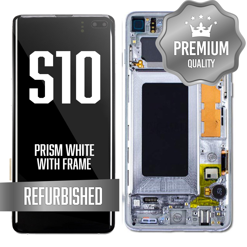 LCD for Samsung Galaxy S10 With Frame Prism White (Refurbished)