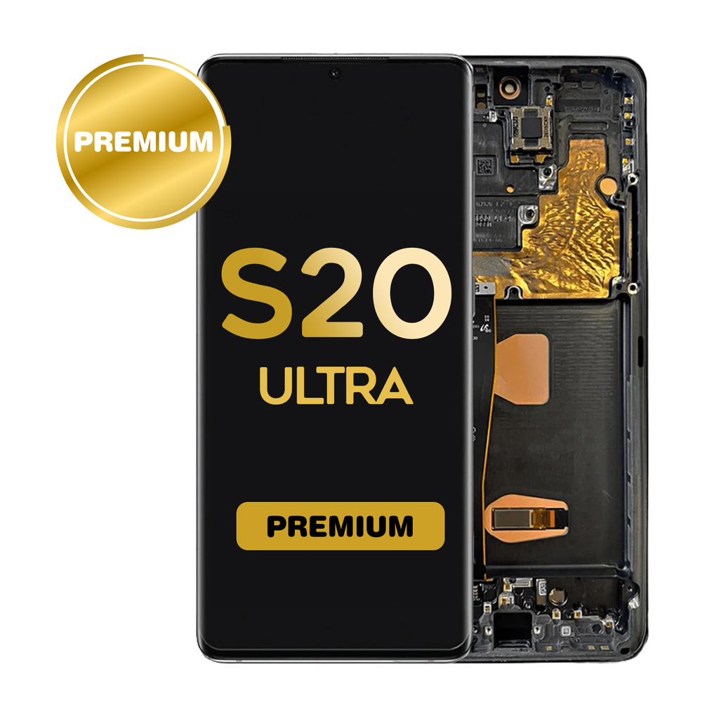 OLED Assembly for Samsung Galaxy S20 Ultra (G988) with Frame - Cosmic Black (Premium)