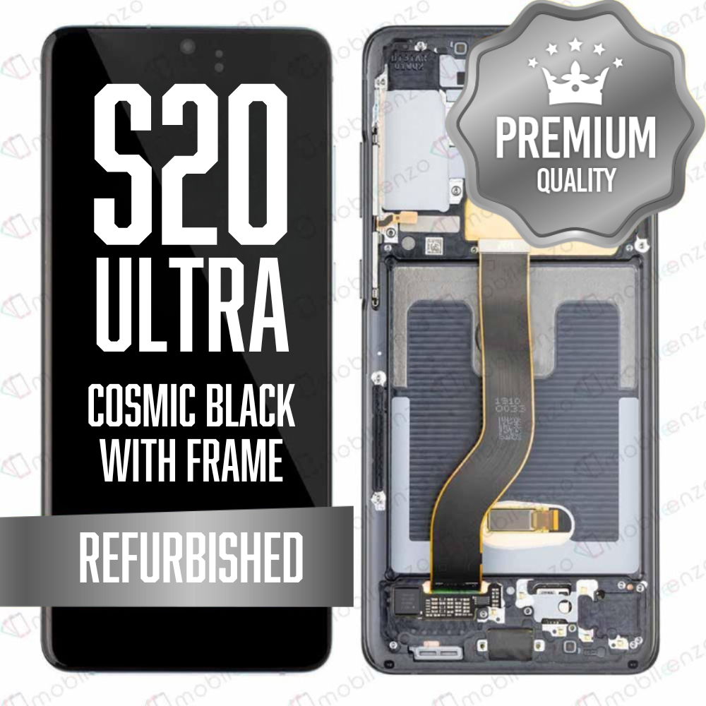 OLED Assembly for Samsung Galaxy S20 Ultra / 5G With Frame - Cosmic Black (Refurbished)