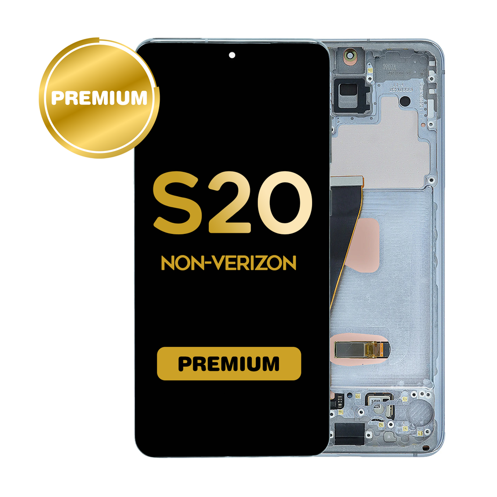 OLED Assembly for Samsung Galaxy S20 (G980 / G981) with Frame - Cloud Blue (Non-Verizon 5G UW Frame) (Premium)