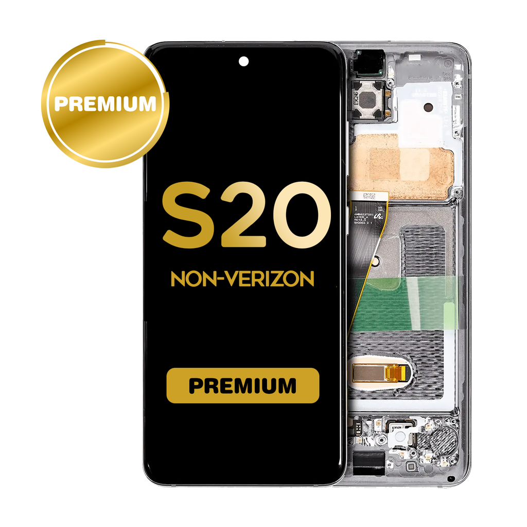 OLED Assembly for Samsung Galaxy S20 (G980 / G981) with Frame - Cloud White (Non-Verizon 5G UW Frame) (Premium)