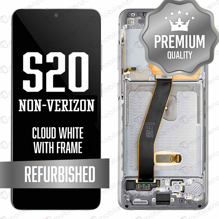 OLED Assembly for Samsung Galaxy S20 With Frame - Cloud White (Non-Verizon 5G UW Frame) (Refurbished)