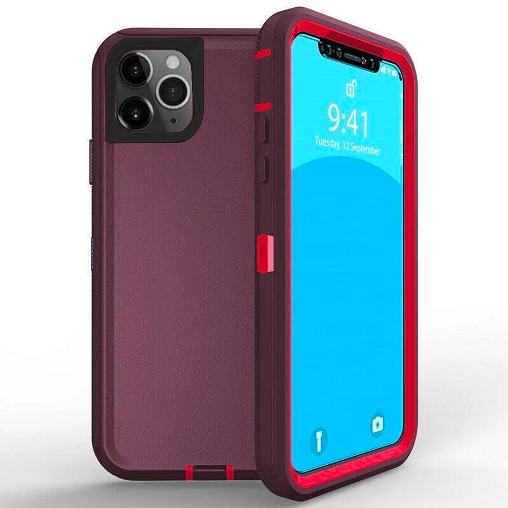 DualPro Protector Case for iPhone 12 Mini (5.4) - Burgundy & Pink
