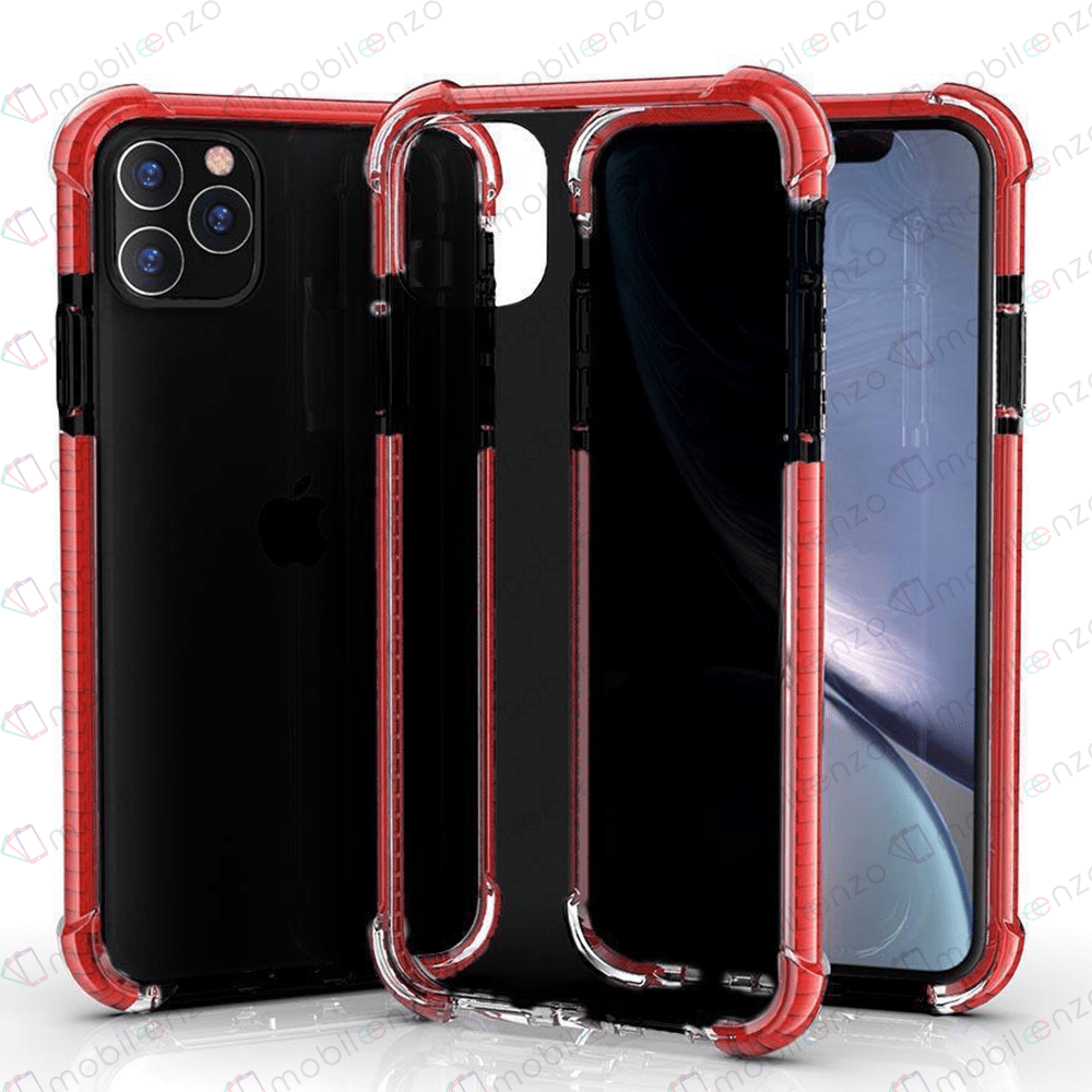 Hard Elastic Clear Case for iPhone 12 (6.1) - Black & Red Edge