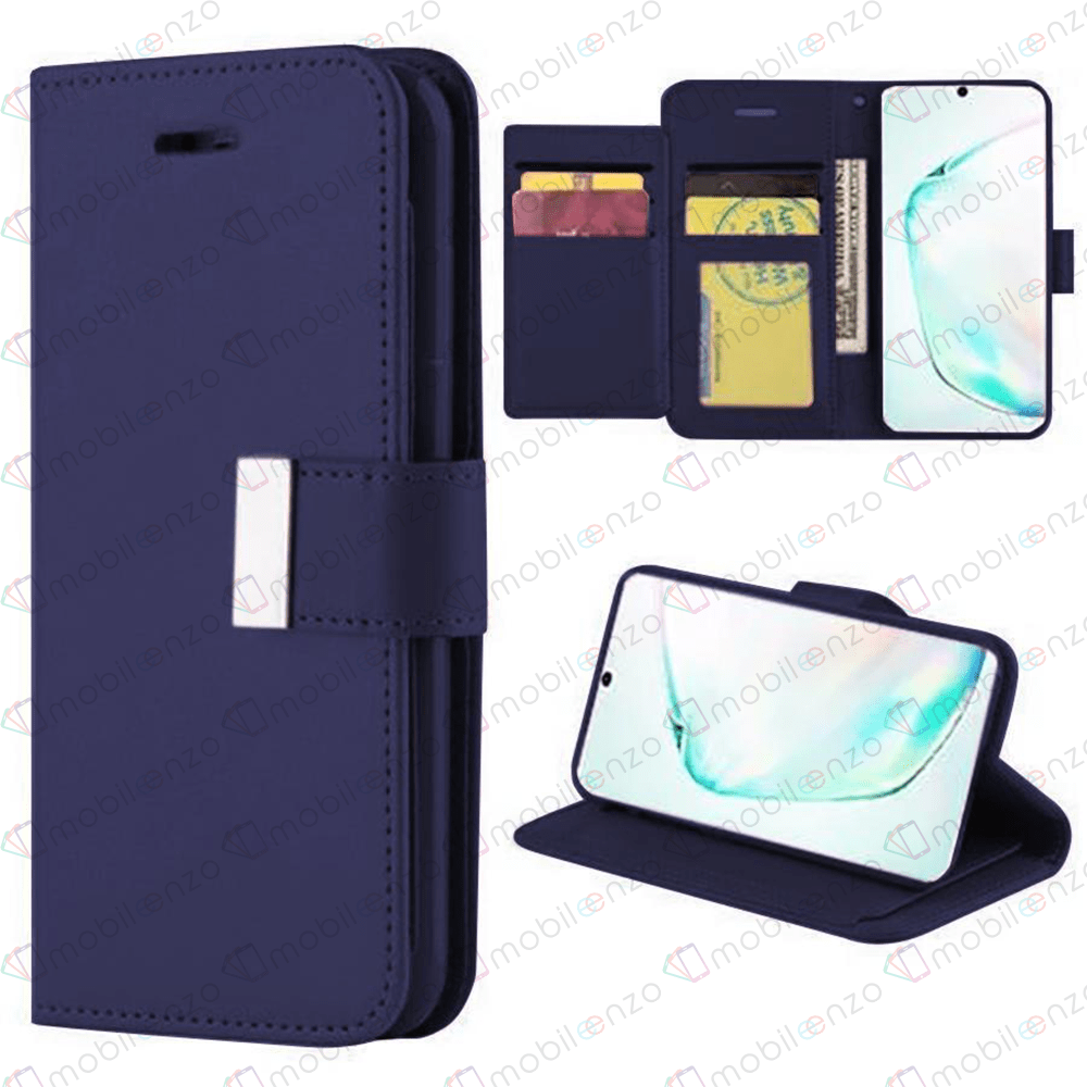 Flip Leather Wallet Case for iPhone 12 Mini (5.4) - Dark Blue