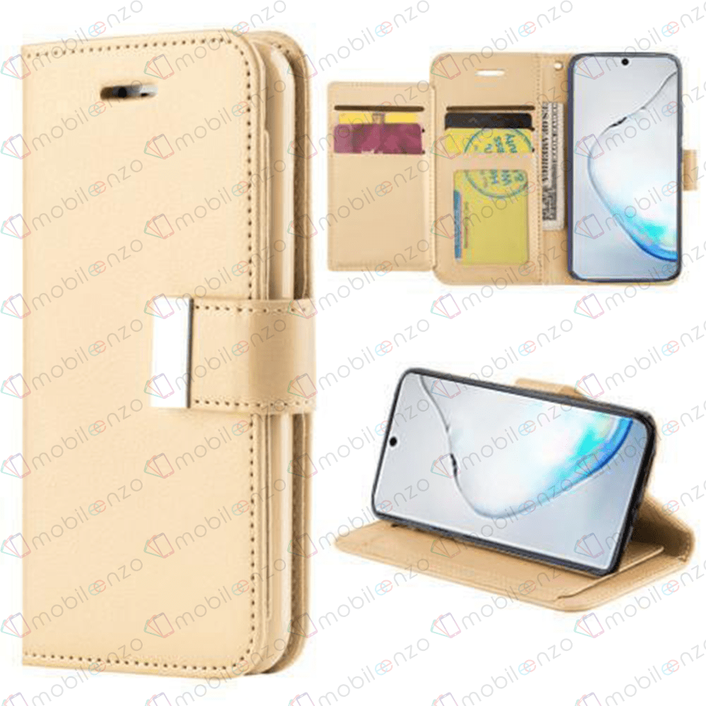 Flip Leather Wallet Case for iPhone 12 Pro Max (6.7) - Gold