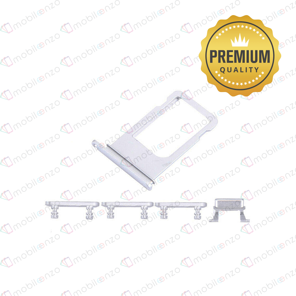 Sim Card Tray and Hard Buttons Set for iPhone 6 Plus (Premium Quality) - White