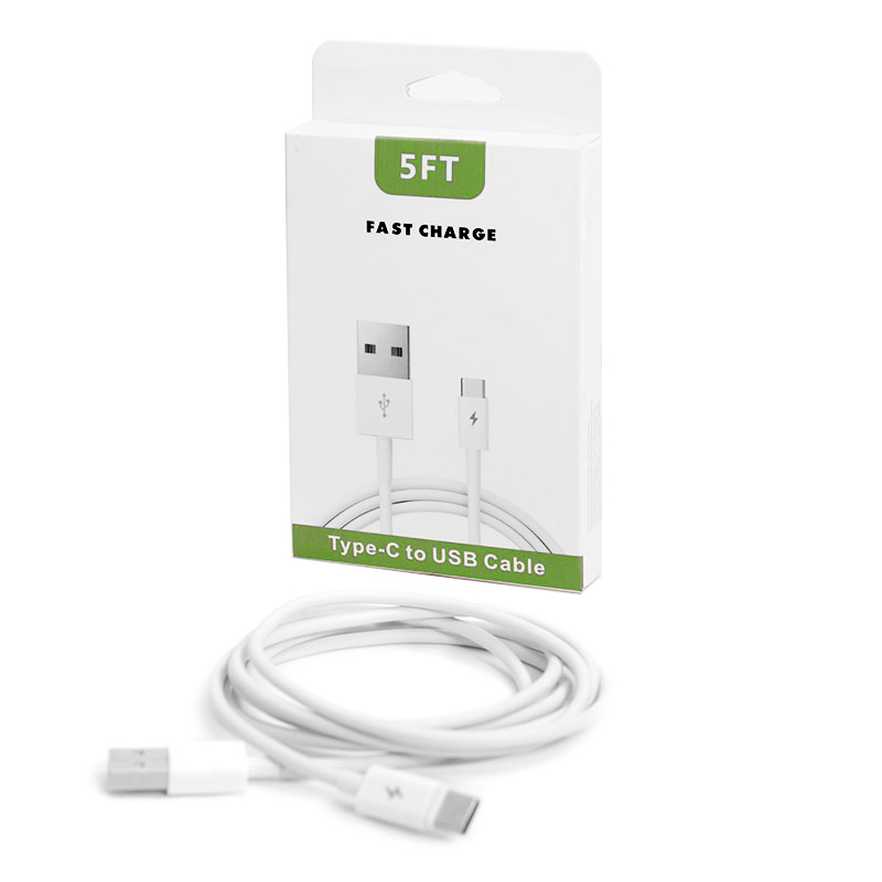 Fast USB-C to USB-A Charger Cable (5 ft) (White)