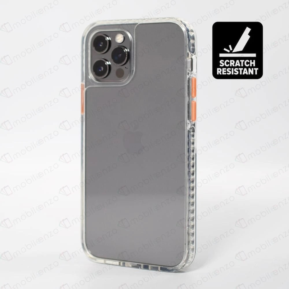 Scratch-Resistant Case for iPhone 12 Mini (5.4) - Clear w/ Orange Button