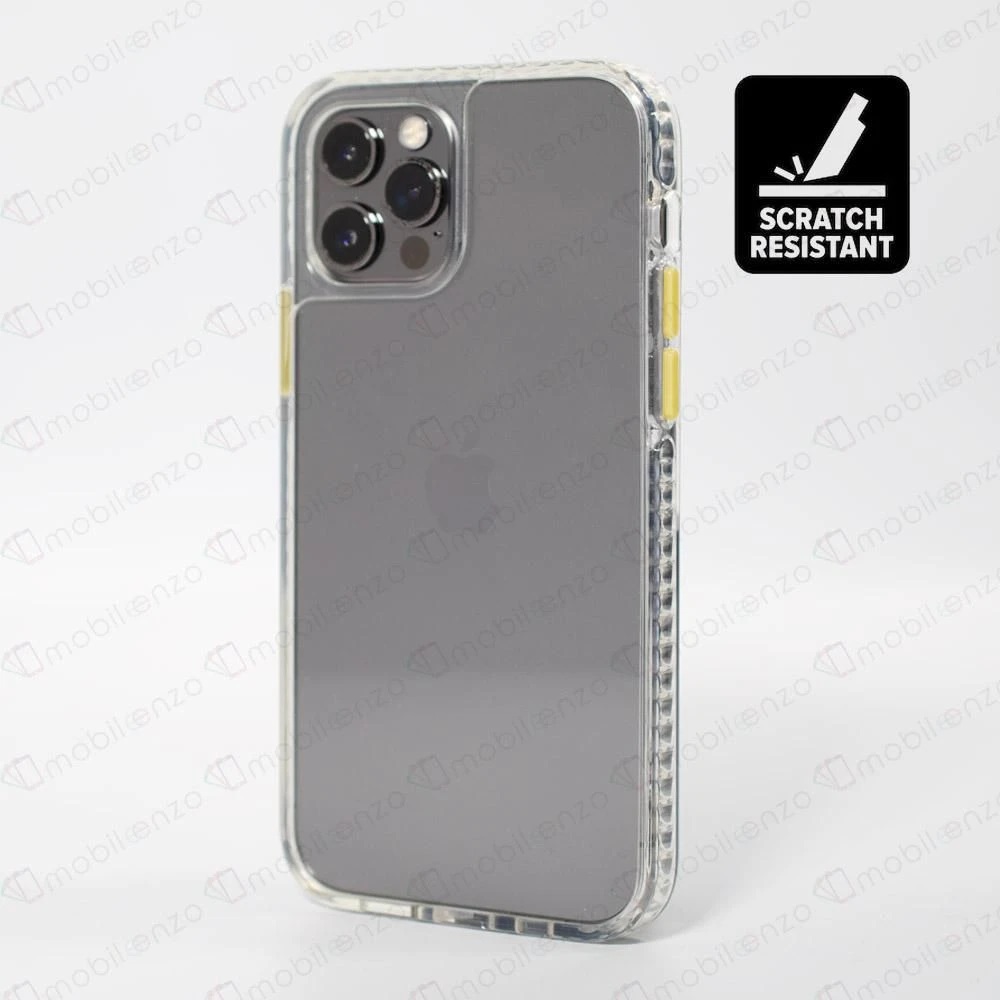 Scratch-Resistant Case for iPhone 12 Mini (5.4) - Clear w/ Yellow Button