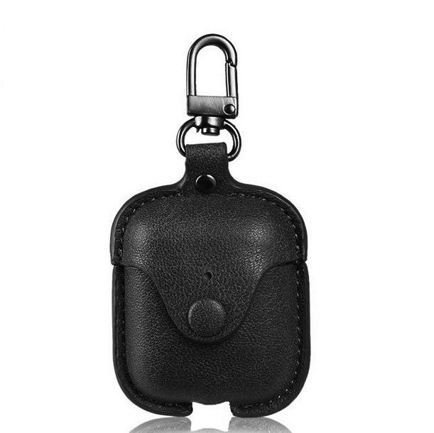 Leather Bag Case for AirPods (1st & 2nd Gen) - Black