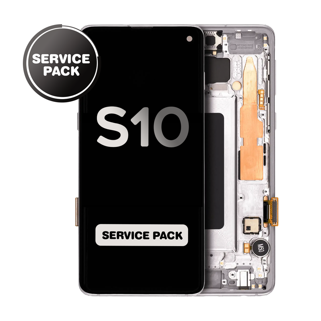 OLED Assembly for Samsung Galaxy S10 (G973) with Frame - Prism White (Service Pack)