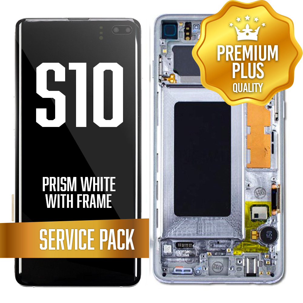 OLED Assembly for Samsung Galaxy S10 With Frame - Prism White (Service Pack)