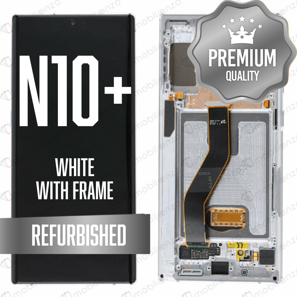 LCD for Samsung Galaxy Note 10 Plus with Frame - White (Refurbished)