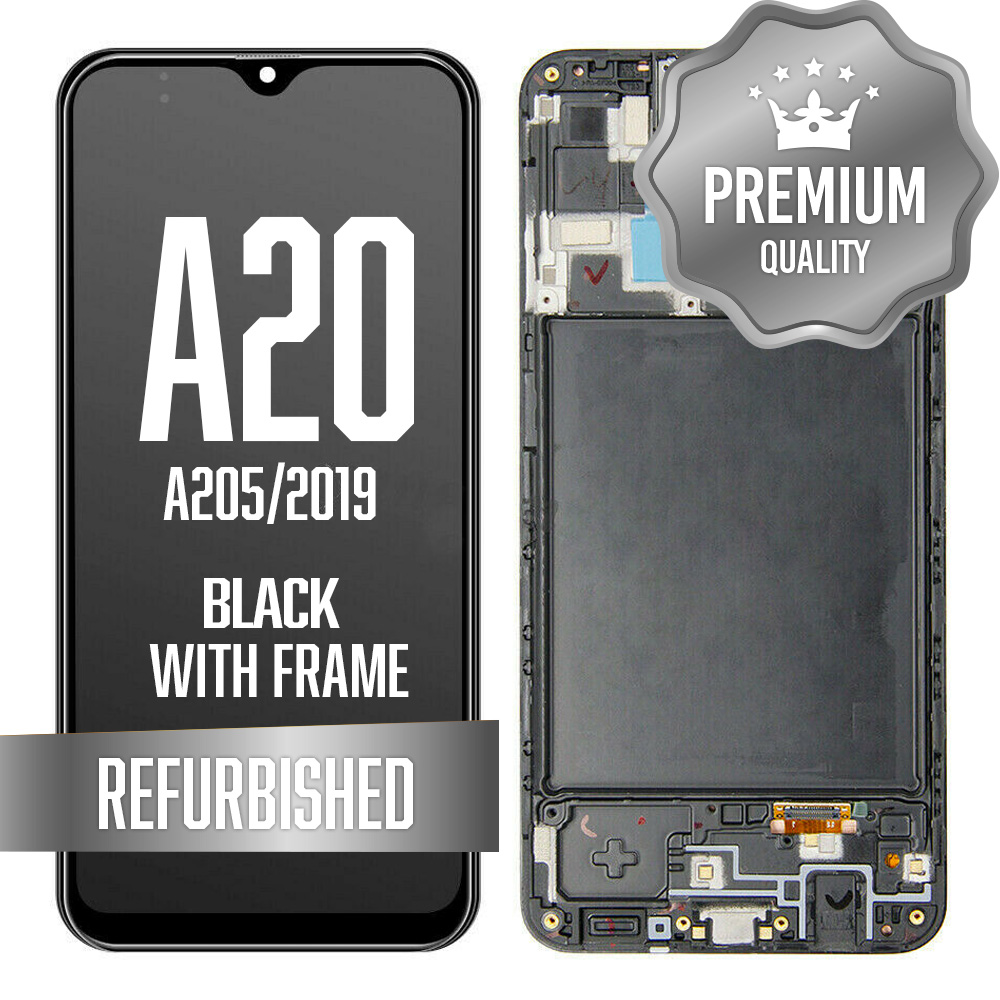 OLED Assembly with frame For Samsung Galaxy A20 (A205/2019) - Black (Premium)