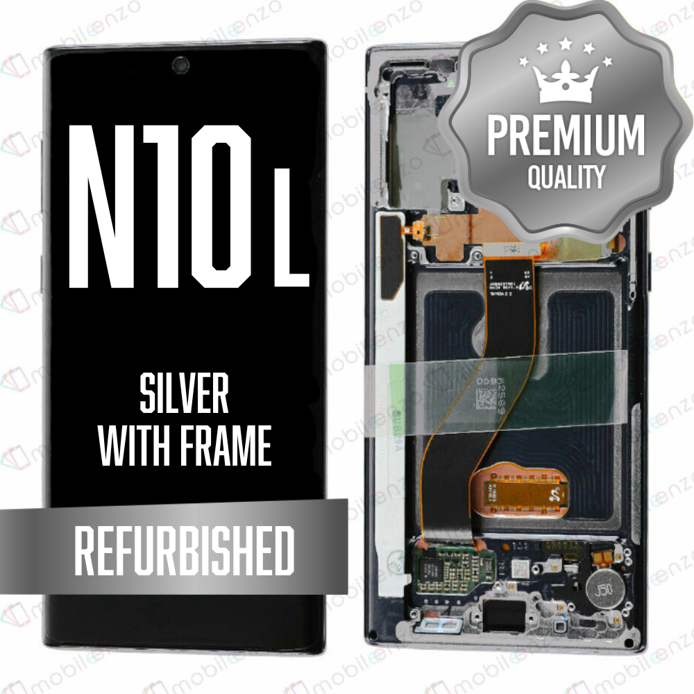 OLED Assembly for Samsung Galaxy Note 10 Lite (N770) with Frame - Silver / Aura Glow (Premium)