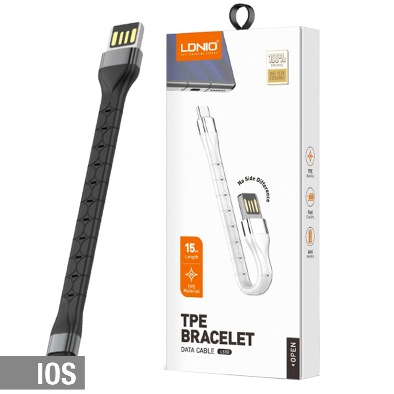 LDNIO TPE Bracelet Fast Charging & Data Cable for IOS (LS50) Black