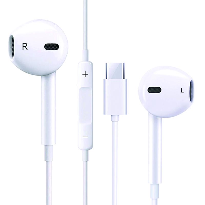 Earbuds With USB-C Connector (For iPhone 15 Series / 16 Series / 17 Series) (White)