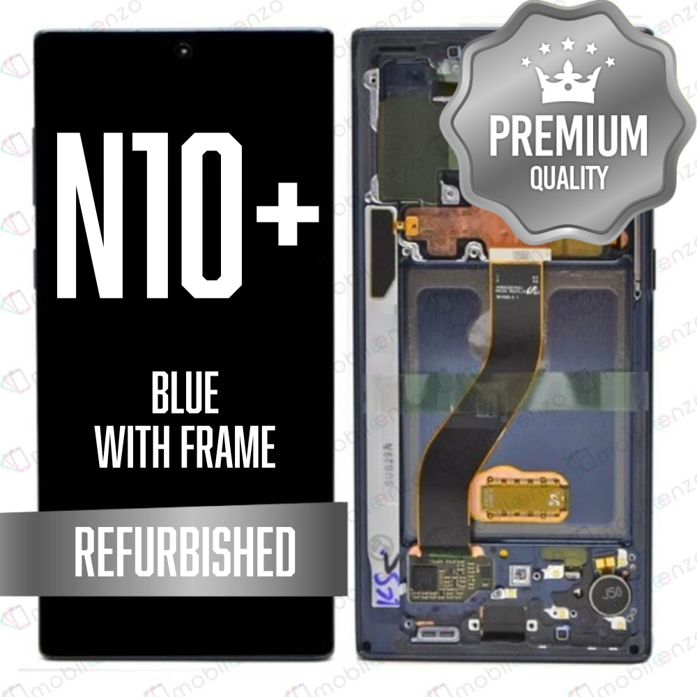 LCD for Samsung Galaxy Note 10 Plus with Frame - Blue (Refurbished)