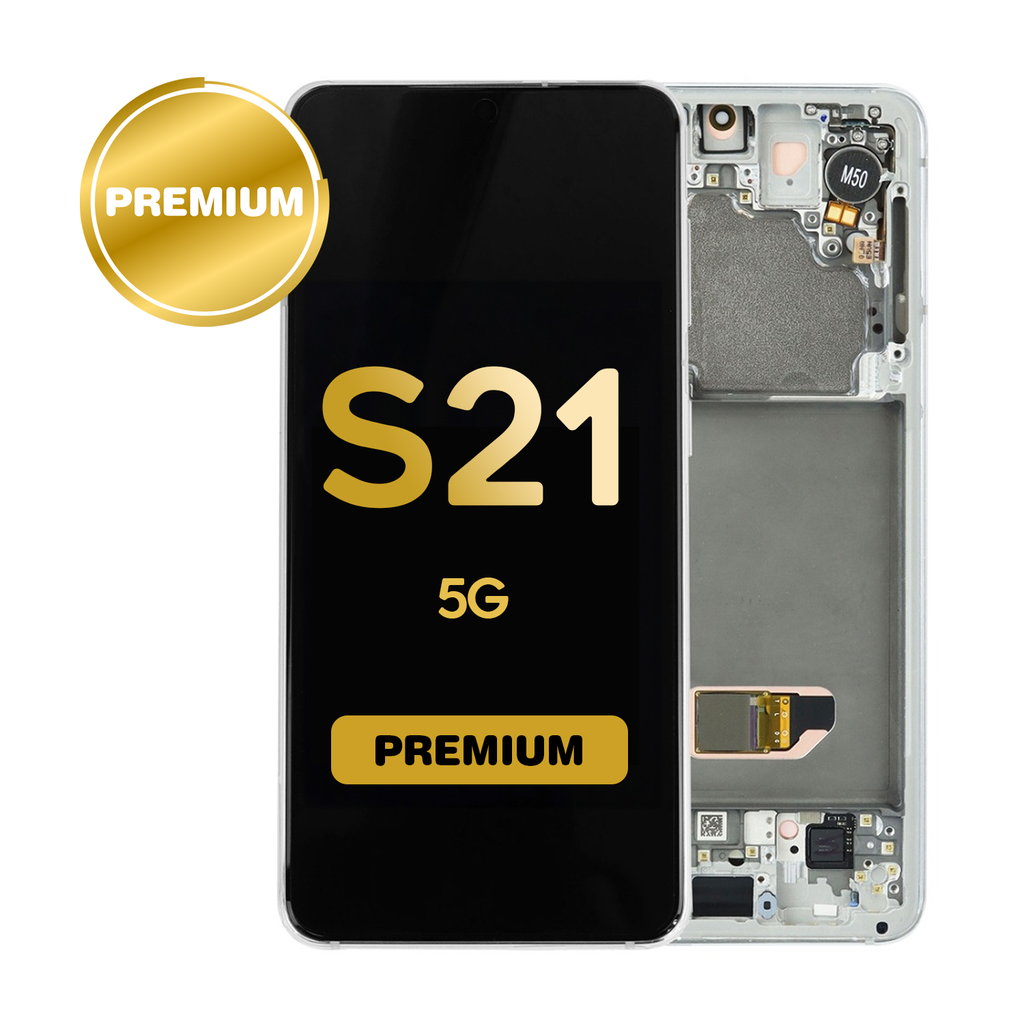 OLED Assembly for Samsung Galaxy S21 5G (G991) with Frame - Phantom White (Premium)