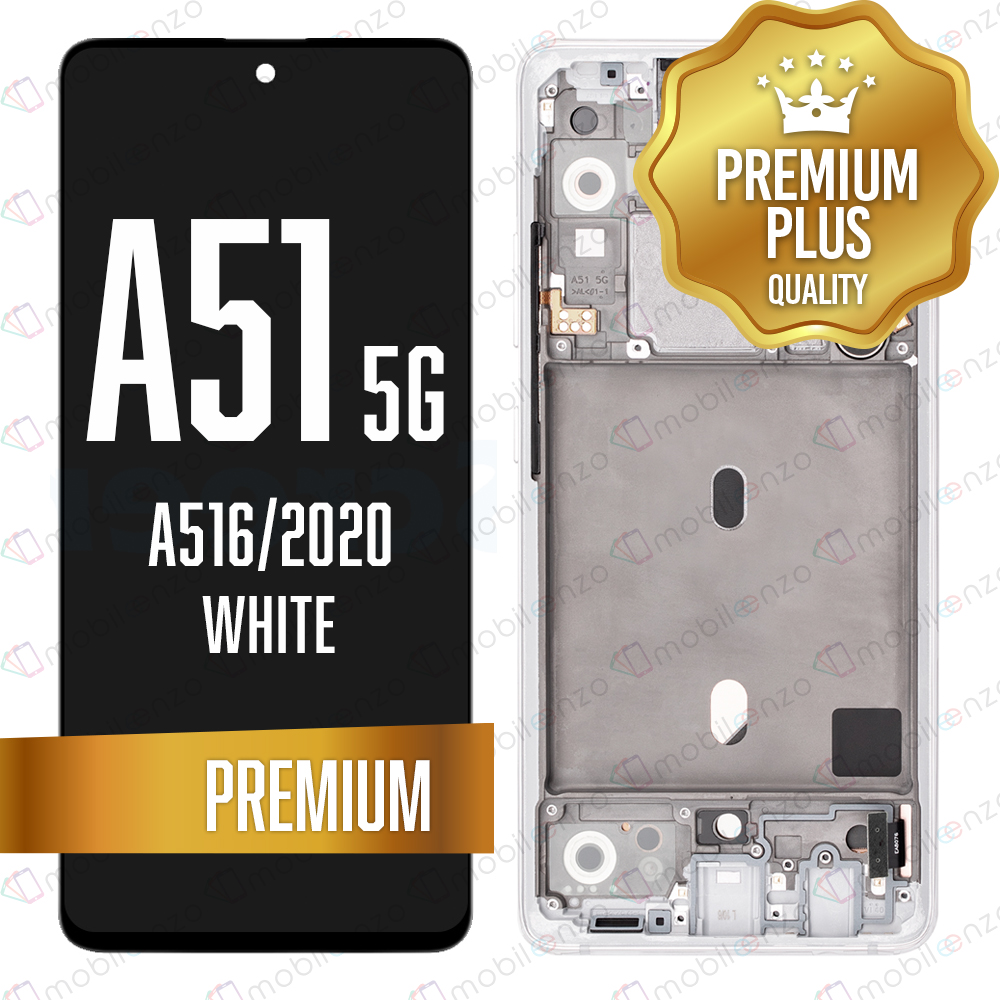 LCD Assembly for Galaxy A51 5G (A516/2020) with Frame - White (Premium/Refurbished)