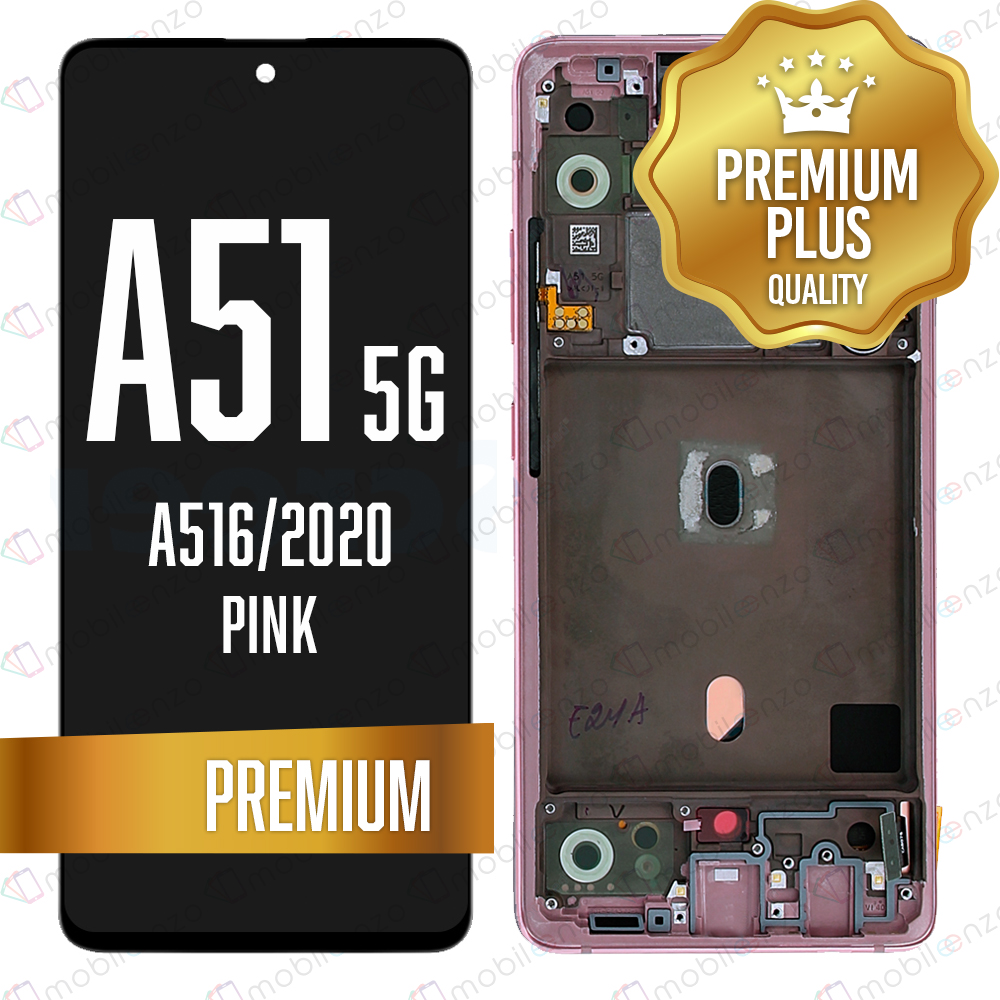 LCD Assembly for Galaxy A51 5G (A516/2020) with Frame - Pink (Premium/Refurbished)