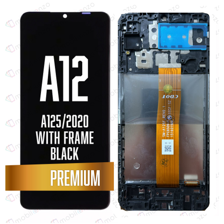 LCD Assembly with frame For Samsung Galaxy A12 (A125/2020) / A12 Nacho (A127 / 2021) - Black (Premium)