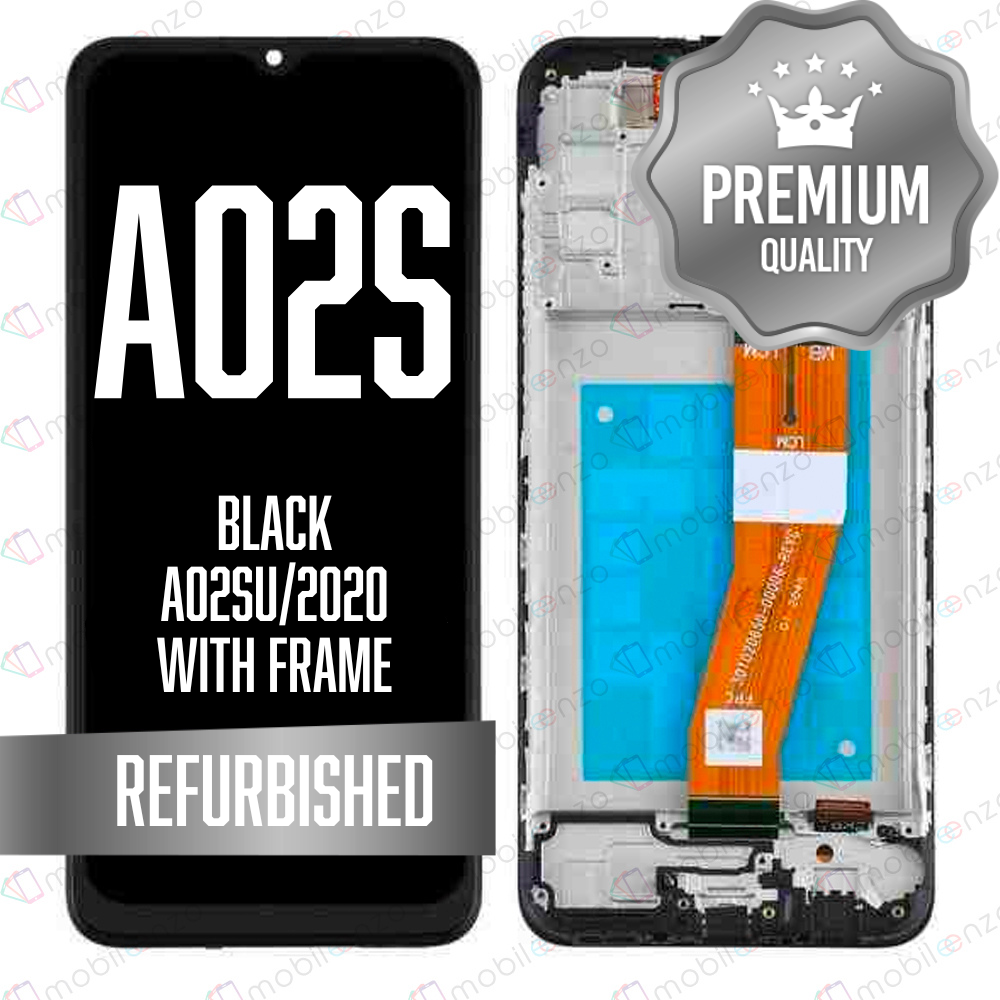 LCD Assembly with frame for Galaxy A02S (A02SU/2020) - Black (Premium/Refurbished) (US Version)