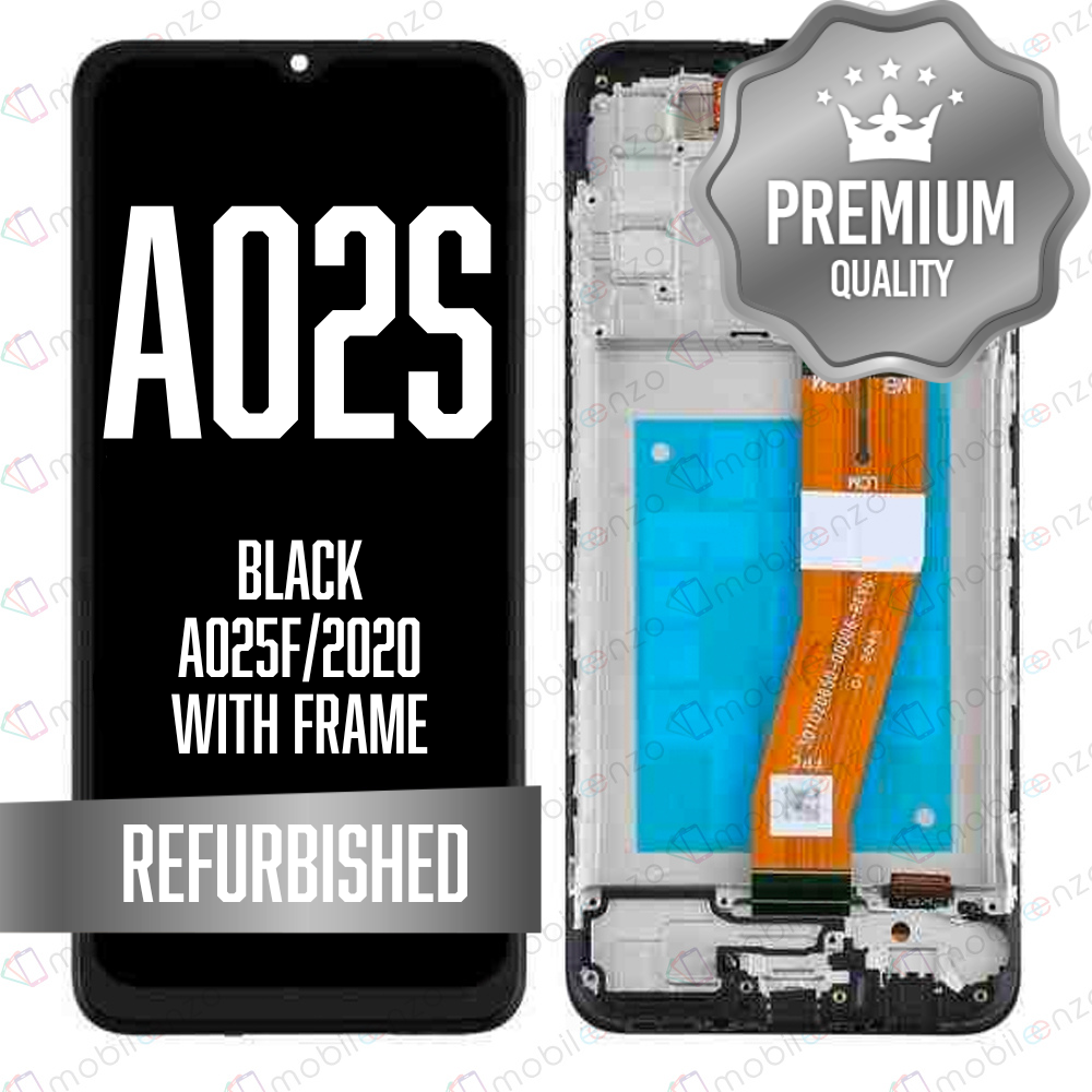 LCD Assembly for Galaxy A02S (A025F/2020) with Frame - Black (Premium/Refurbished) (International Version)