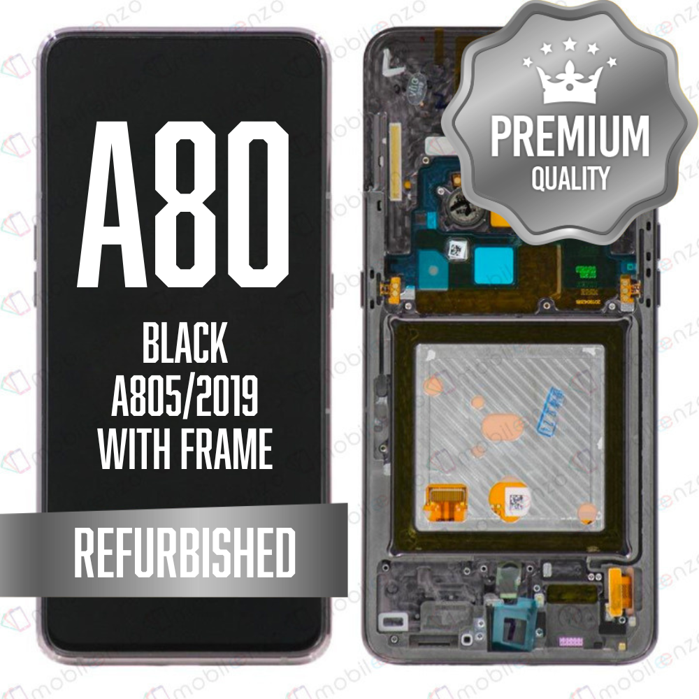 LCD Assembly for Galaxy A80 (A805/2019) with Frame - Black (Premium/Refurbished)
