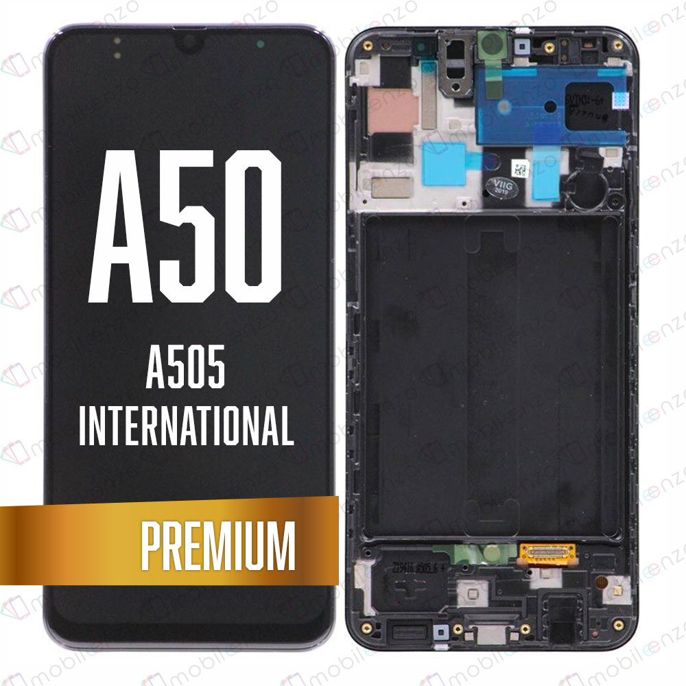 LCD Assembly for Galaxy A50 (A505F / 2019) with Frame - Black (Premium/Refurbished) (International Version)