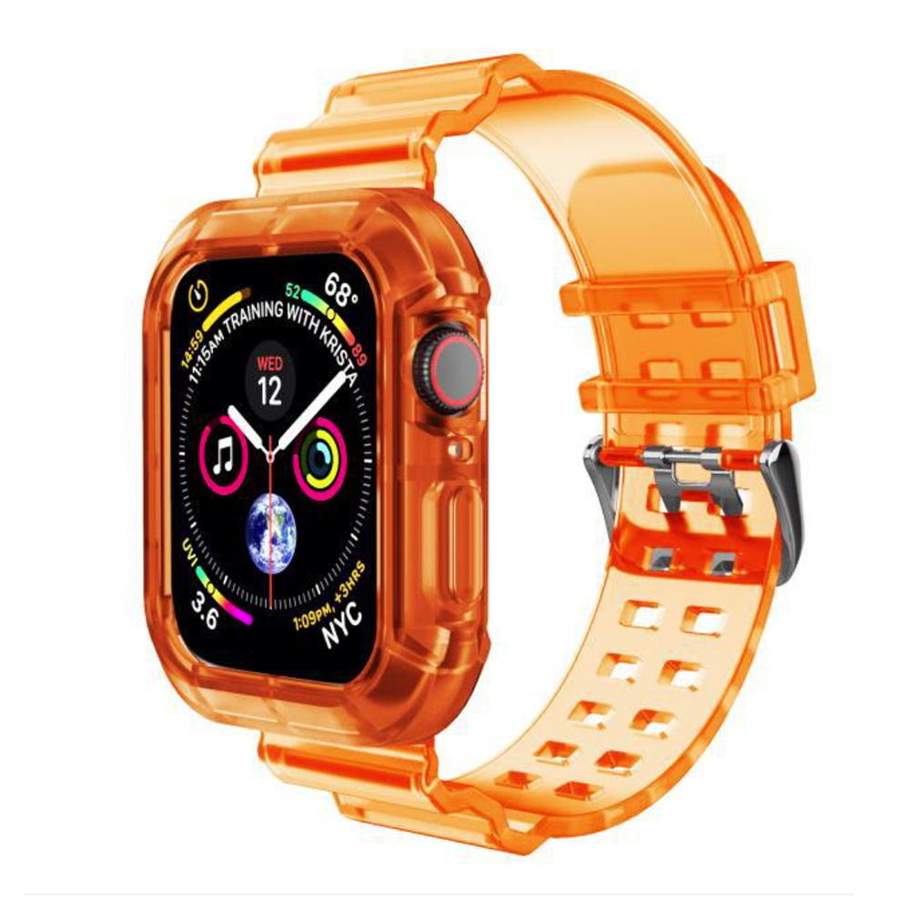 Clear Silicone Color Full Cover for iWatch Band 38/40mm - Orange
