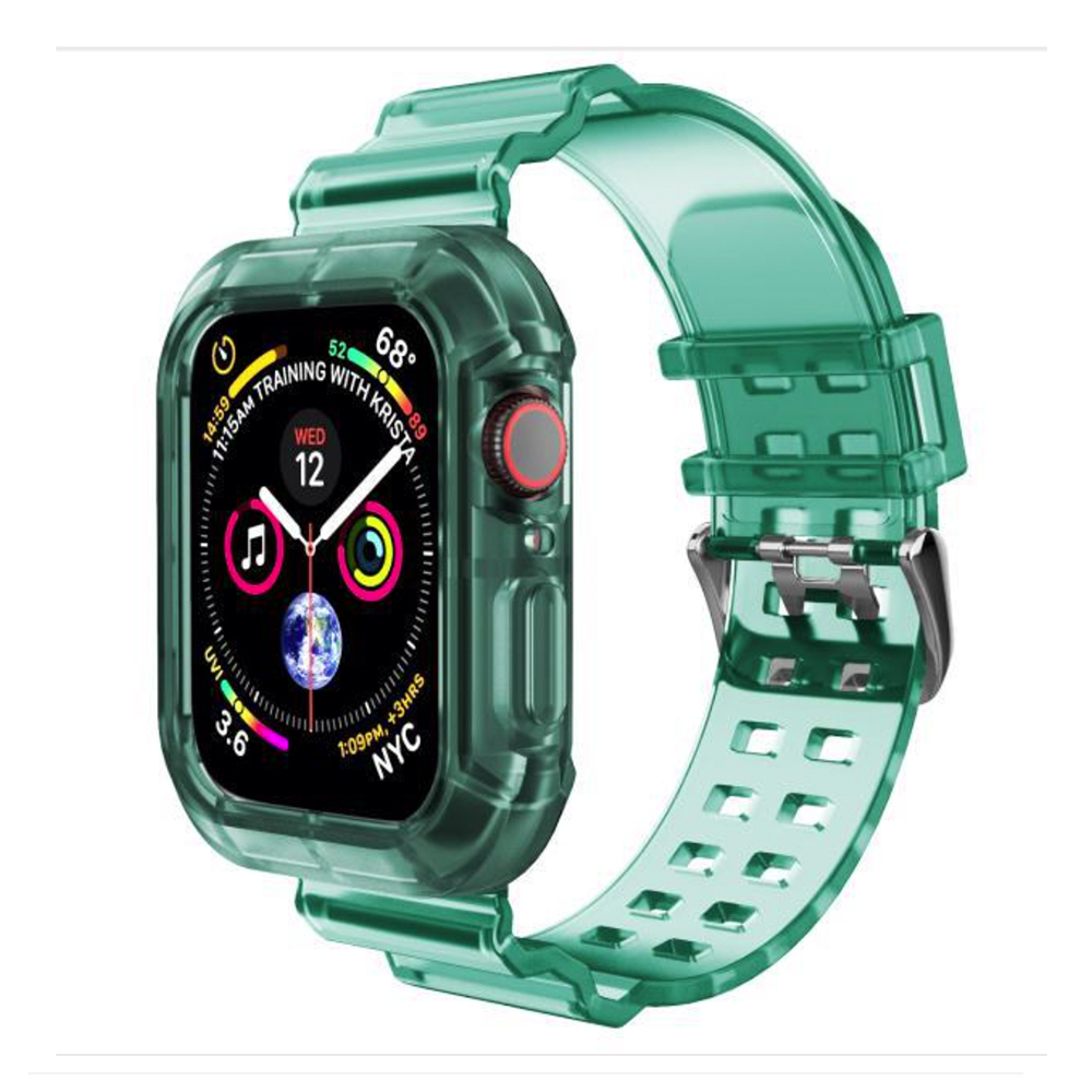 Clear Silicone Color Full Cover for iWatch Band 42mm - Green