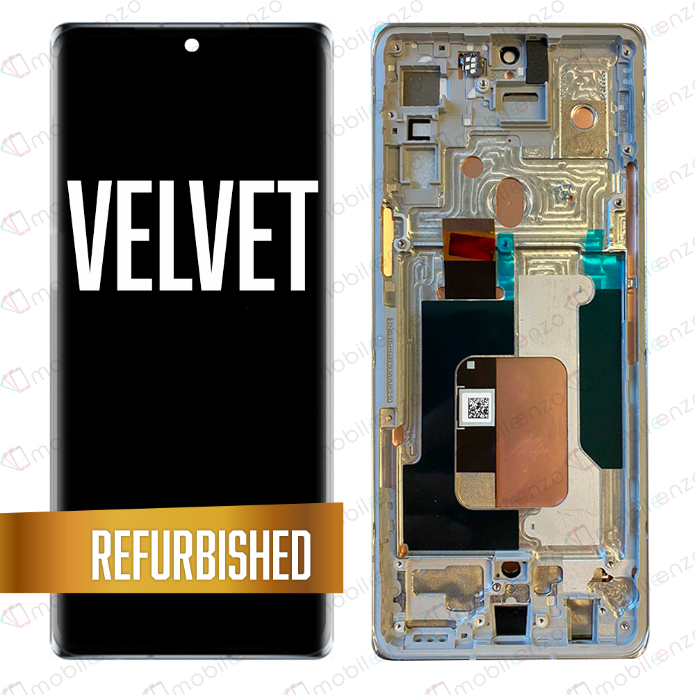 OLED Assembly With Frame Compatible For LG Velvet 5G (Not Compatible With Verizon Uw Model) (Premium) (Silver)