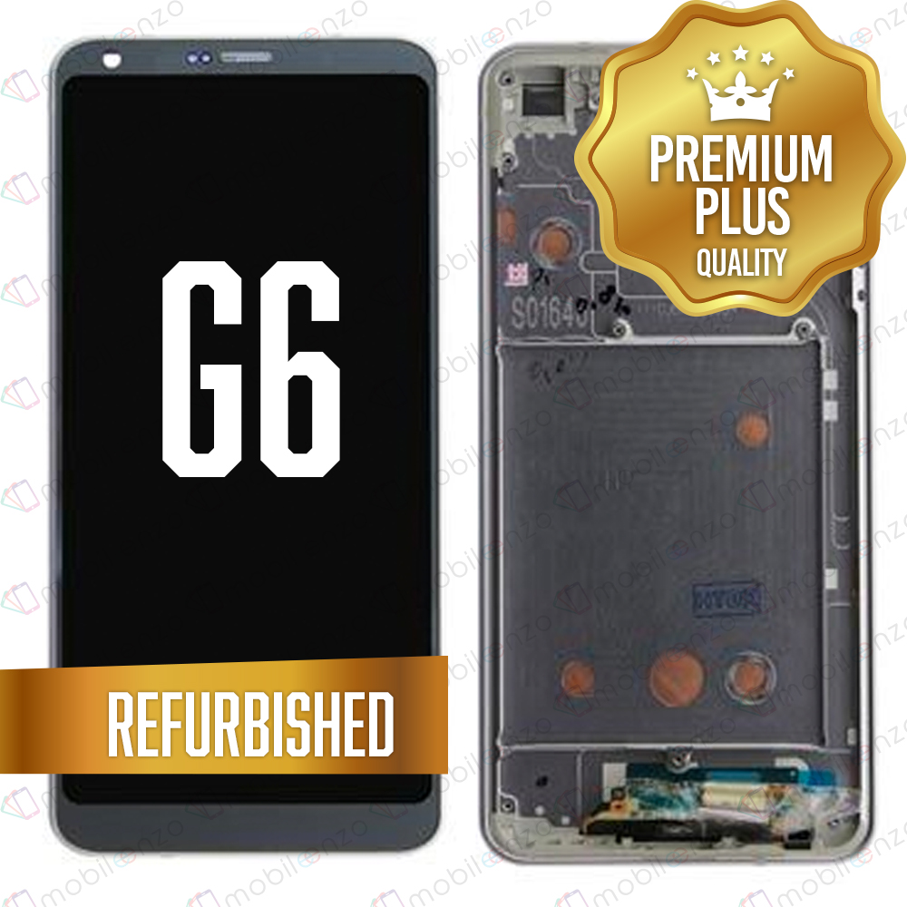 LCD ASSEMBLY WITH FRAME COMPATIBLE FOR LG G6 (REFURBISHED) (ICE PLATINUM SILVER)
