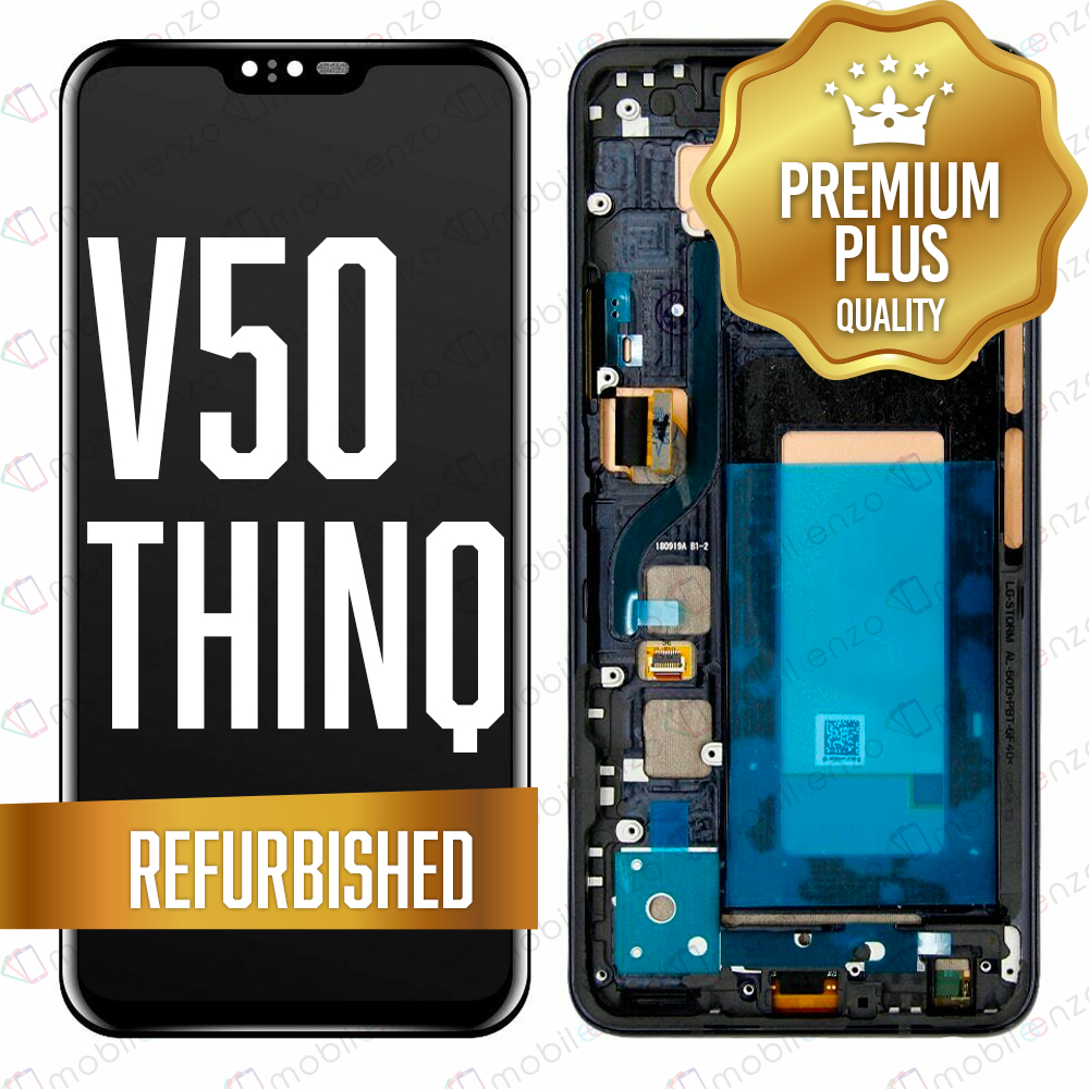 LCD ASSEMBLY WITH FRAME COMPATIBLE FOR LG V50 THINQ 5G (US VERSION) (REFURBISHED) (AURORA BLACK)

