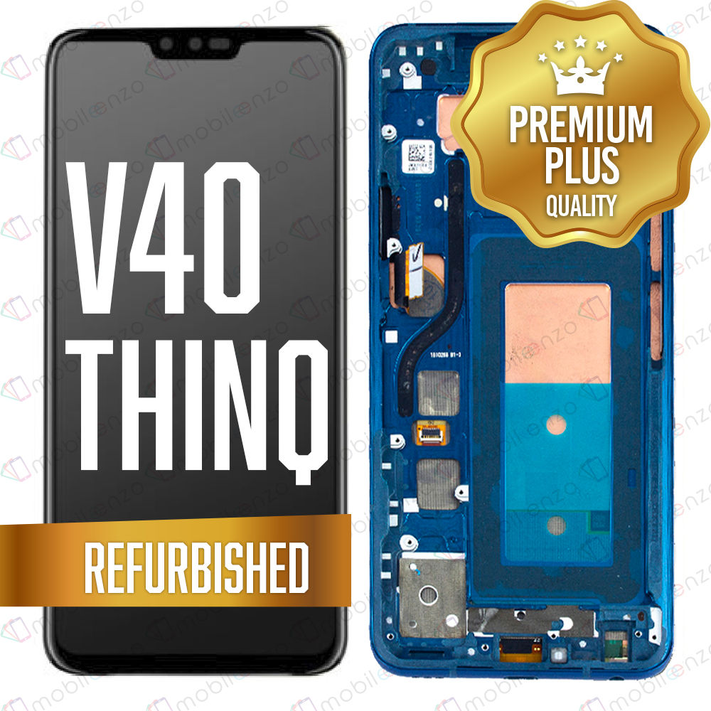 LCD ASSEMBLY WITH FRAME COMPATIBLE FOR LG V40 THINQ (REFURBISHED) (BLUE)