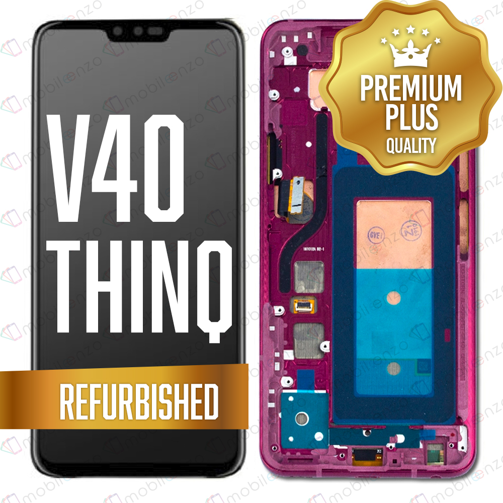 LCD ASSEMBLY WITH FRAME COMPATIBLE FOR LG V40 THINQ (REFURBISHED) (RED)