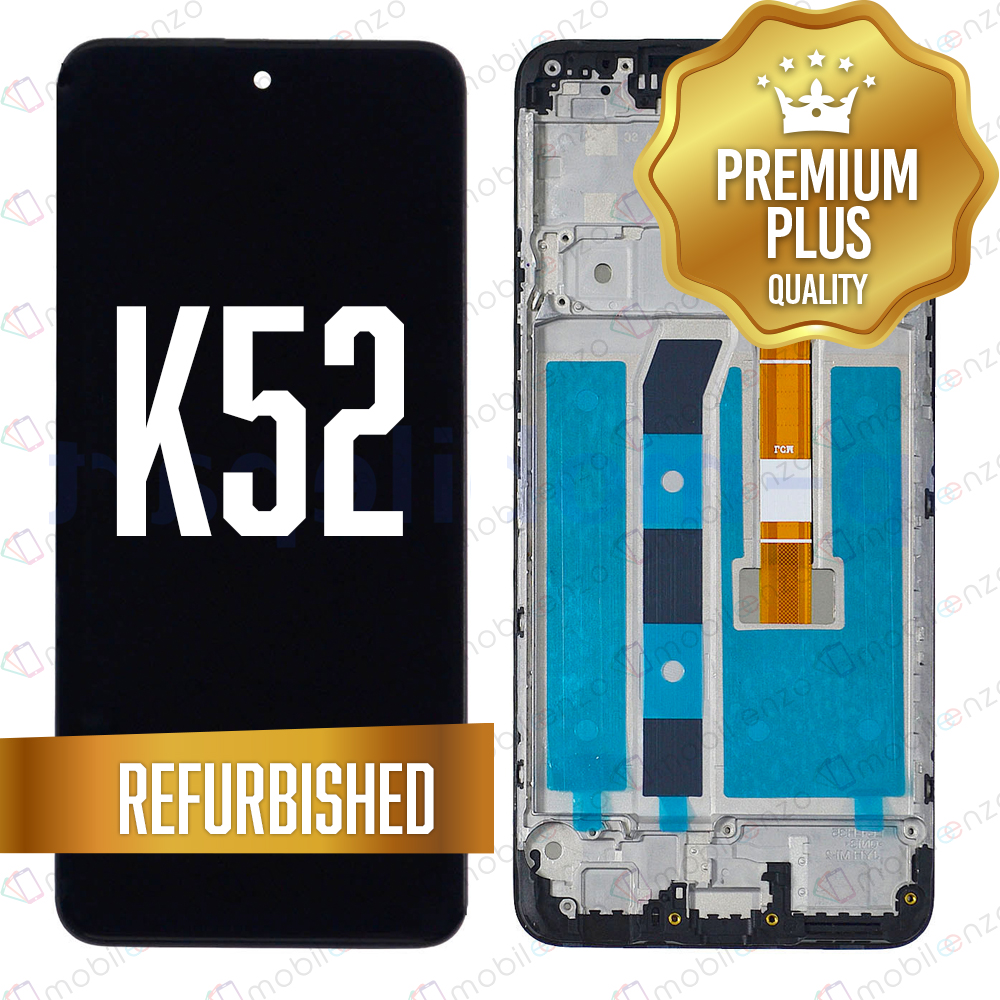 LCD ASSEMBLY WITH FRAME COMPATIBLE FOR LG K52 (REFURBISHED) (BLACK)