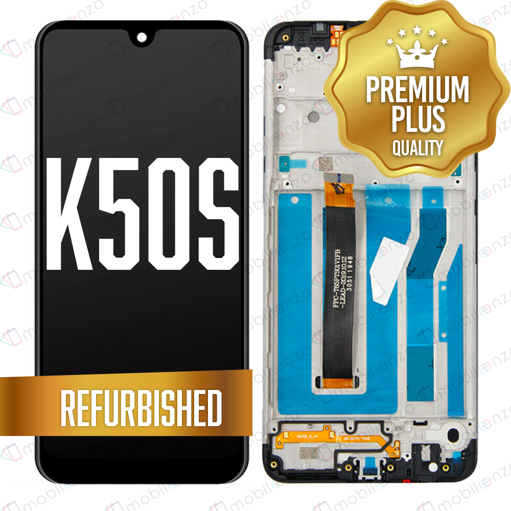LCD ASSEMBLY WITH FRAME COMPATIBLE FOR LG K50S (REFURBISHED) (BLACK)
