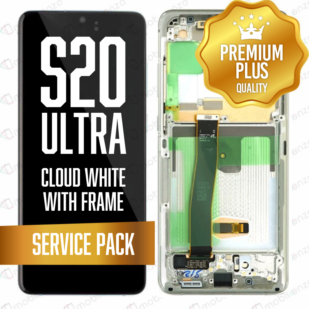 OLED Assembly for Samsung Galaxy S20 Ultra / 5G With Frame - Cloud White (Service Pack)