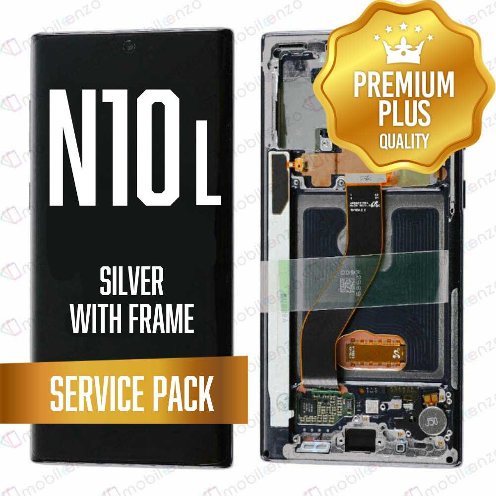 OLED Assembly for Samsung Galaxy Note 10 Lite (N770) with Frame - Silver / Aura Glow (Service Pack)